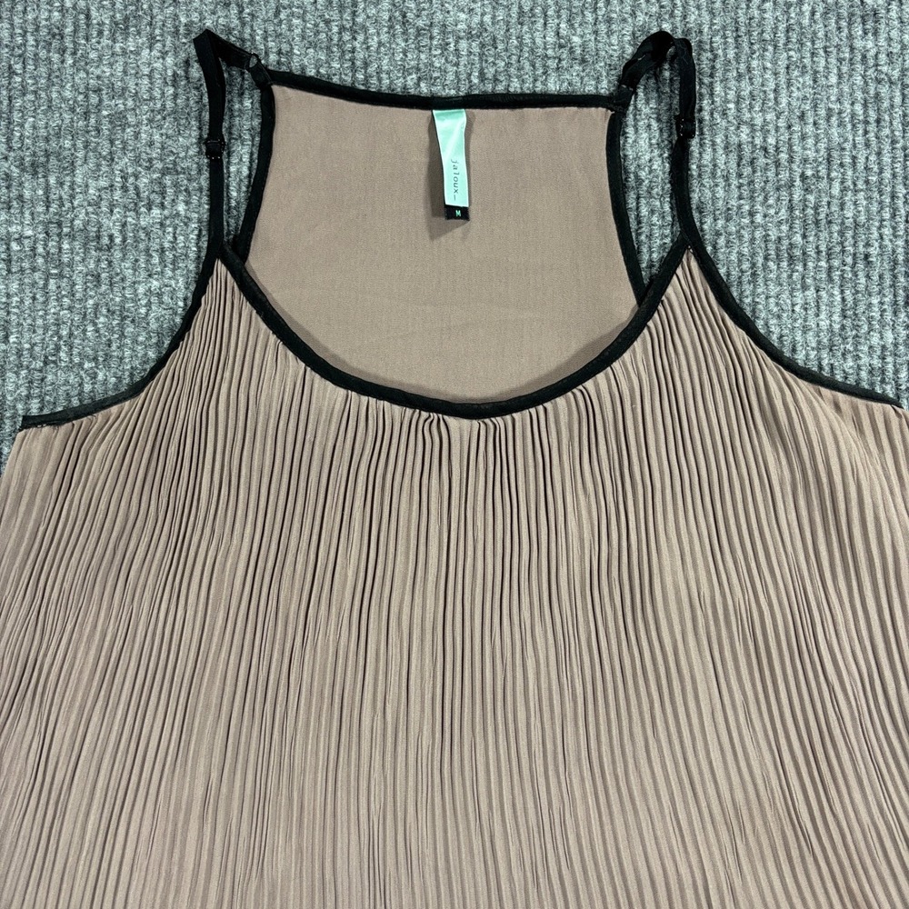 Jaloux Pleated Camisole Tank Top Womens Size Medium Mauve‎ Lace Trim J13752